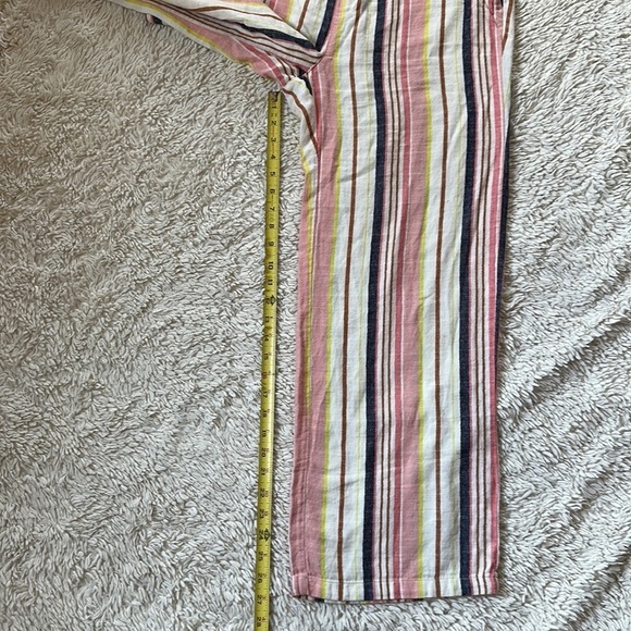 OLD NAVY Pink/White/Navy Blue Striped Linen Drawstring Wide Leg Pants Size M - Picture 4 of 11
